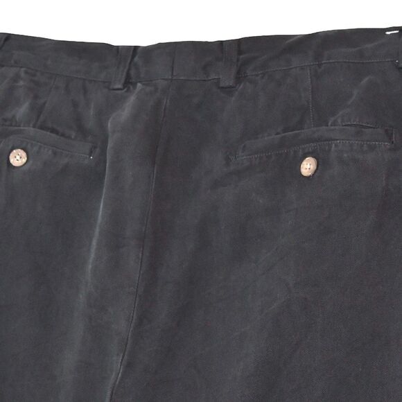 Tommy Bahama Pants Mens 36x29 Washed Black 100% Silk Relaxed Pleated Cuffed - Picture 4 of 10